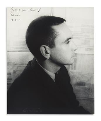 ALBEE, EDWARD. Photograph Signed and Inscribed, to actress Marian Seldes, bust portrait by Carl Van Vechten showing him in profile: